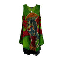 Women's Tye Dye Dress with Women holding Fruit Basket