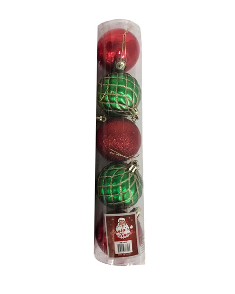 Adorno Navideño, Tubo de Bolas Plásticas para el Árbol, 5 Pcs